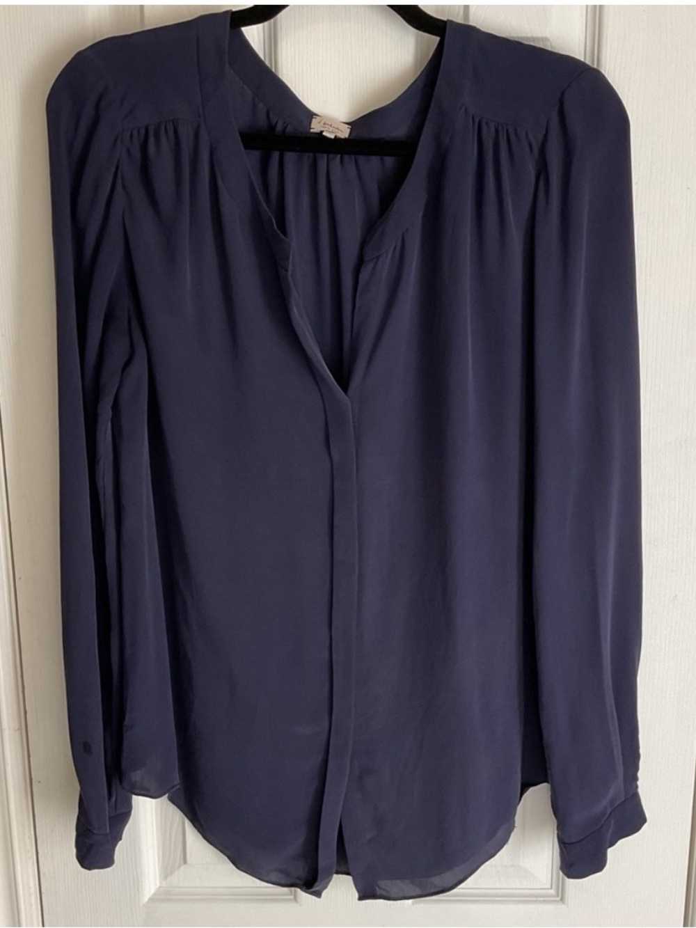 Babaton Blue Blouse, 100% silk,Large, basics,luxury,classic,everyday essential